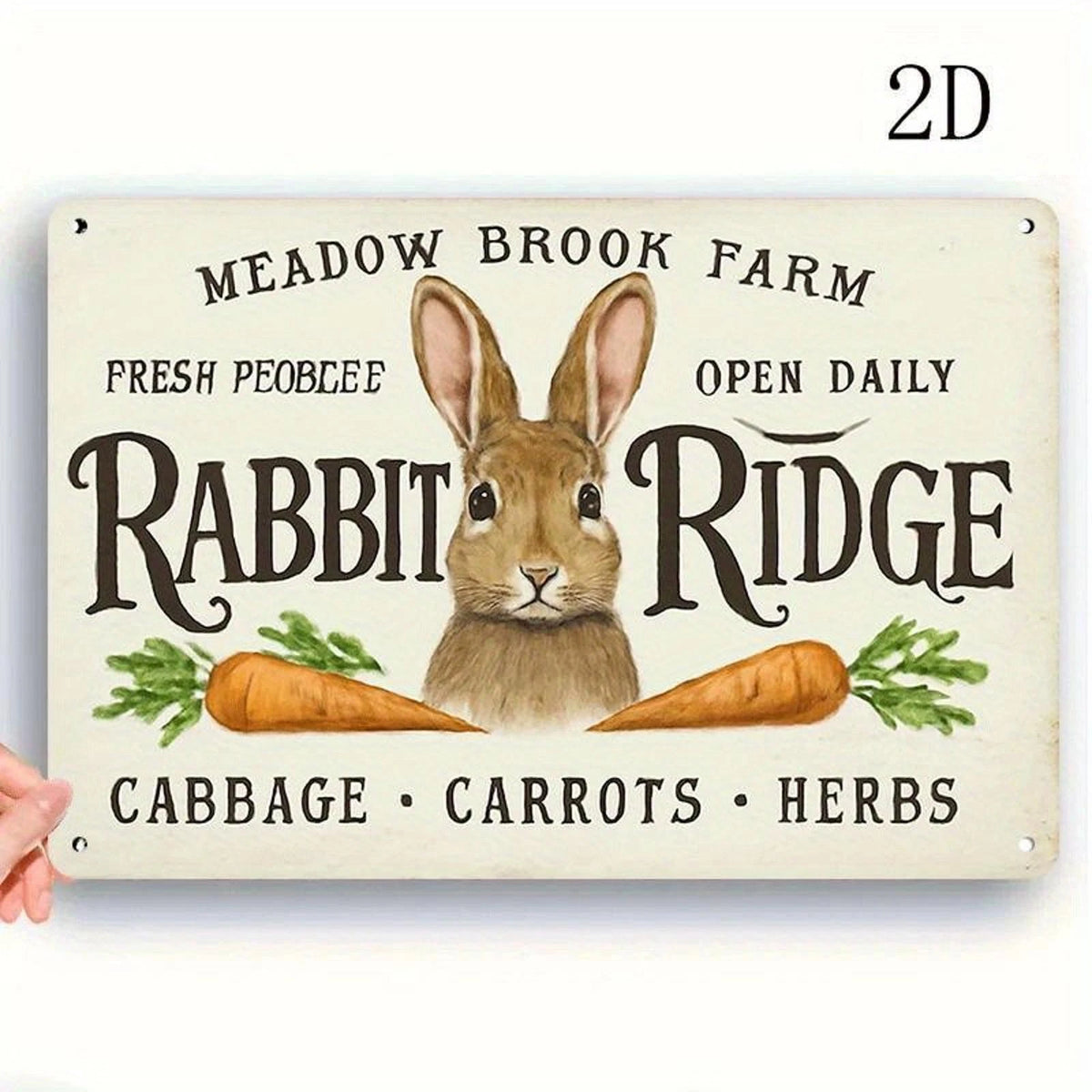 Vintage Tin Rabbit Ridge Farm Funny Aluminum Sign — product artwork