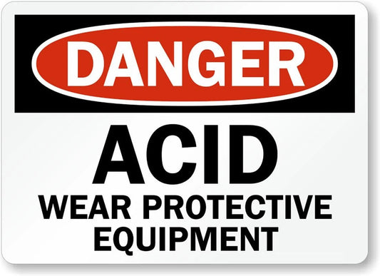 Danger Acid Wear Equipment Safety Aluminum Sign — product artwork