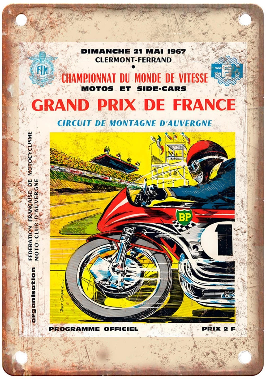 Vintage Motorcycle Retro 1967 Aluminum Sign — product artwork