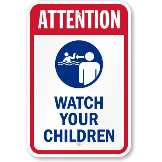 Attention Watch Your Children No Diving Aluminum Sign — product artwork