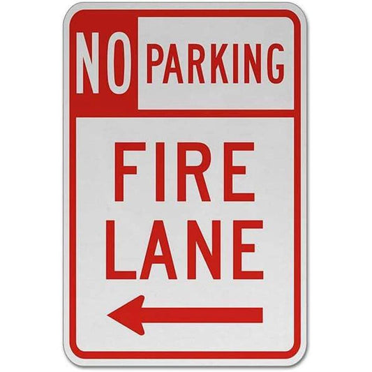 No Parking Fire Lane Warning Aluminum Sign — product artwork