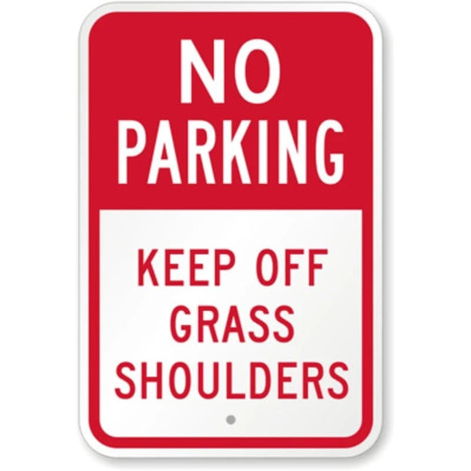 Keep Off Grass Shoulders Aluminum Sign — product artwork