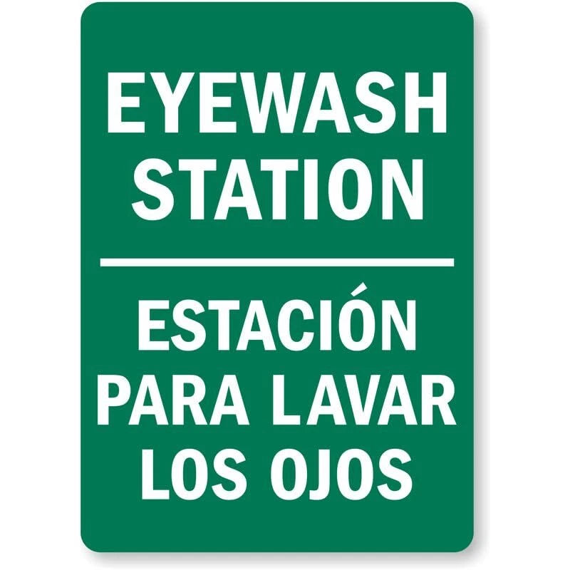 Bilingual Eyewash Station Aluminum Sign — product artwork