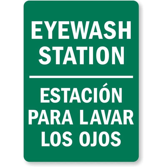 Bilingual Eyewash Station Aluminum Sign — product artwork
