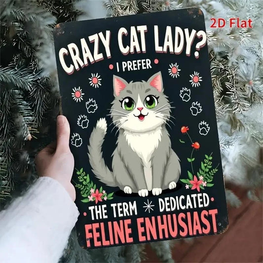 Crazy for Cat Lady Funny Aluminum Sign — product artwork