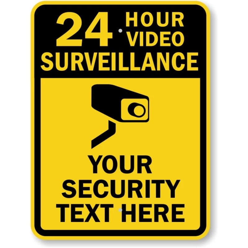 Video Surveillance Security Custom Aluminum Sign — product artwork