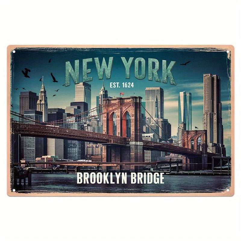 Wall Vintage Brooklyn Bridge New York Aluminum Sign — product artwork