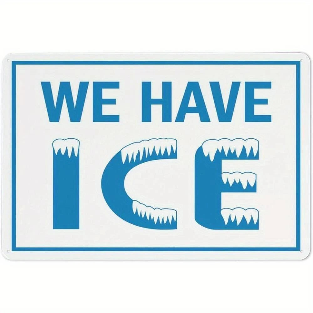 Vintage Ice Blue Lettering Funny Aluminum Sign — product artwork