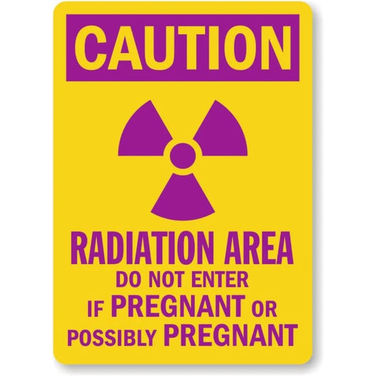 Caution Radiation Area Pregnancy Warning Aluminum Sign — product artwork