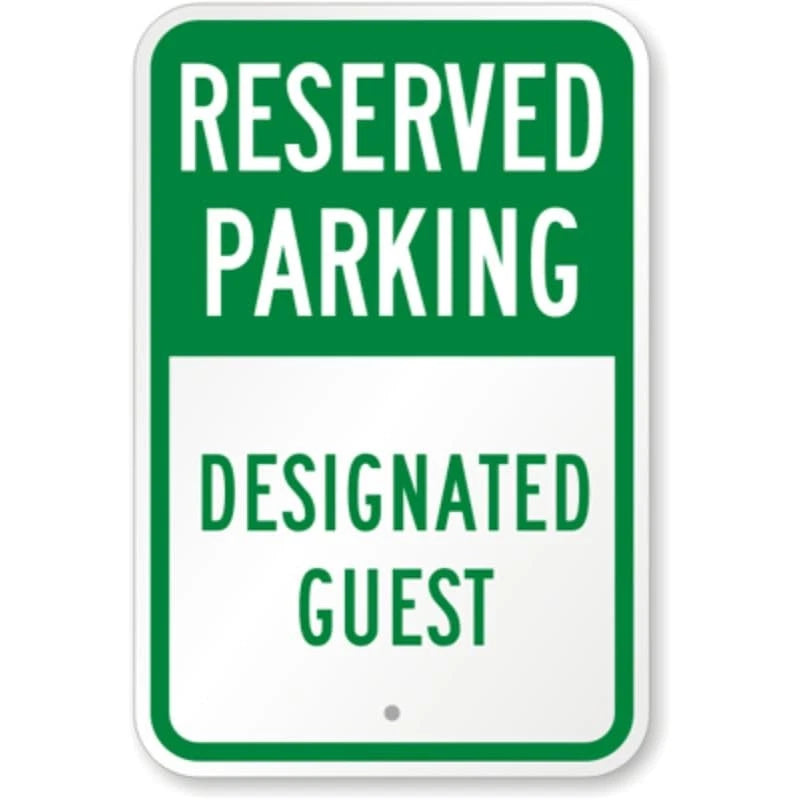 Reserved Parking Designated Guest Aluminum Sign — product artwork