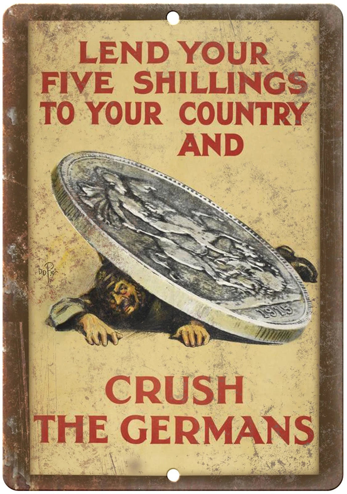 WW2 Poster Crush the Germans Vintage Funny Aluminum Sign — product artwork