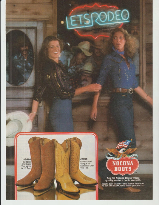 Nocona Boot Co Vintage 1978 Rodeo Style USA Aluminum Sign — product artwork