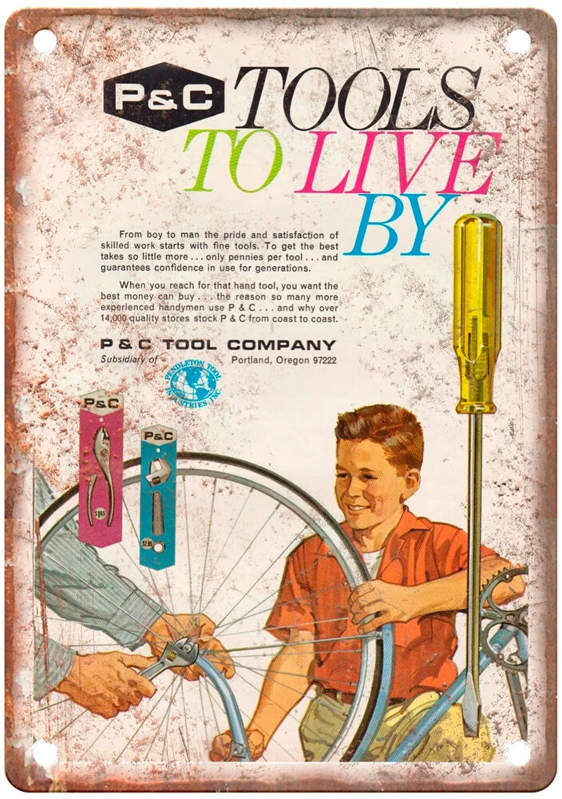 Vintage 1964 P C Tool Ad Reproduction Aluminum Sign — product artwork