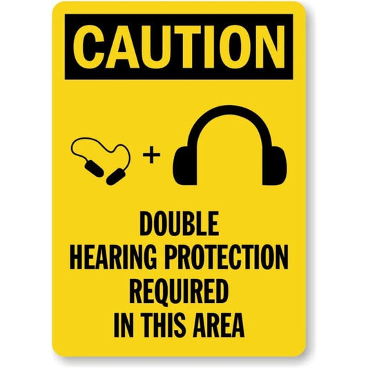 Double Hearing Protection Required Aluminum Sign — product artwork