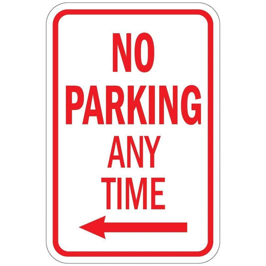 No Parking Funny Left Arrow Street Aluminum Sign — product artwork