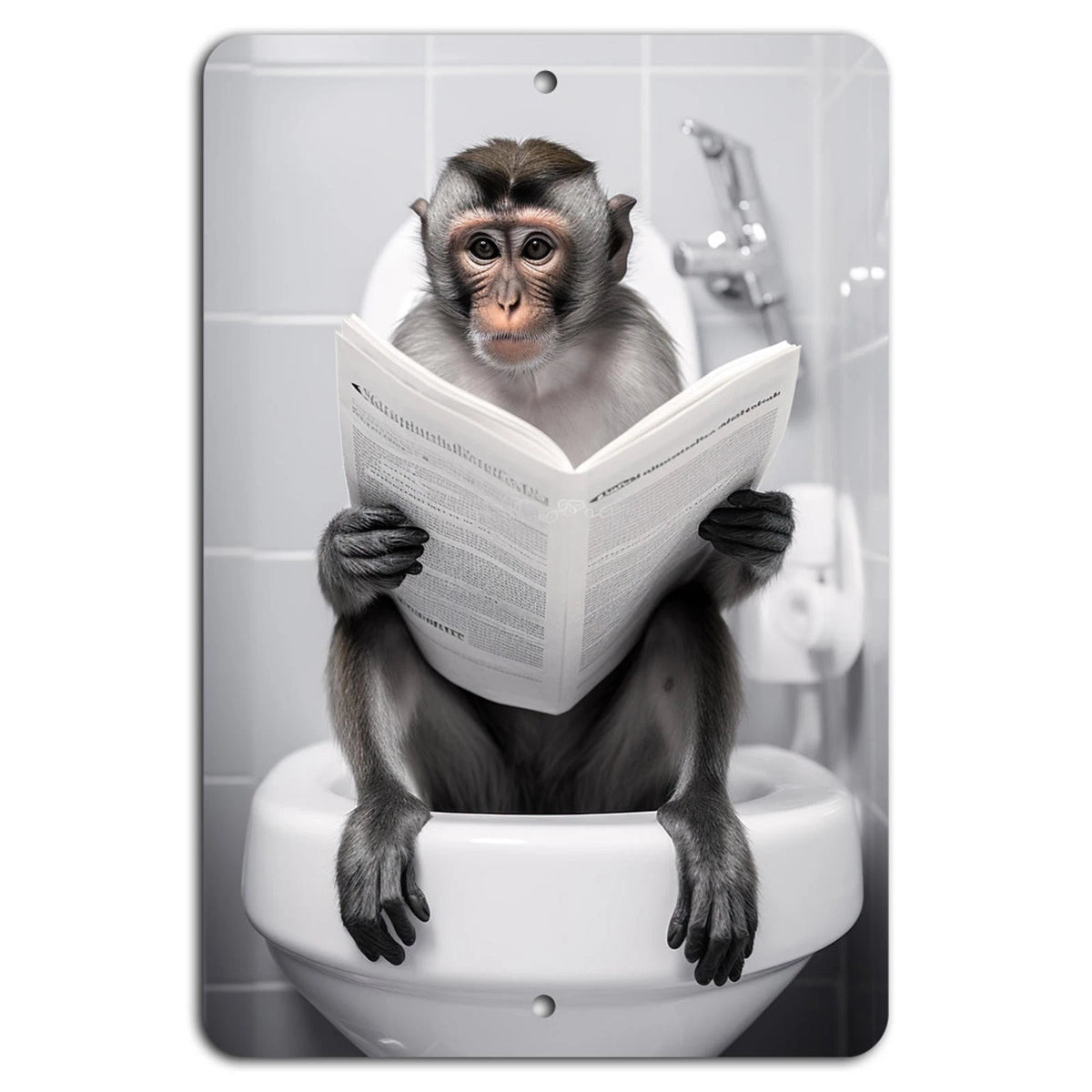 Toilet Reading Retro Humorous Aluminum Sign — product artwork