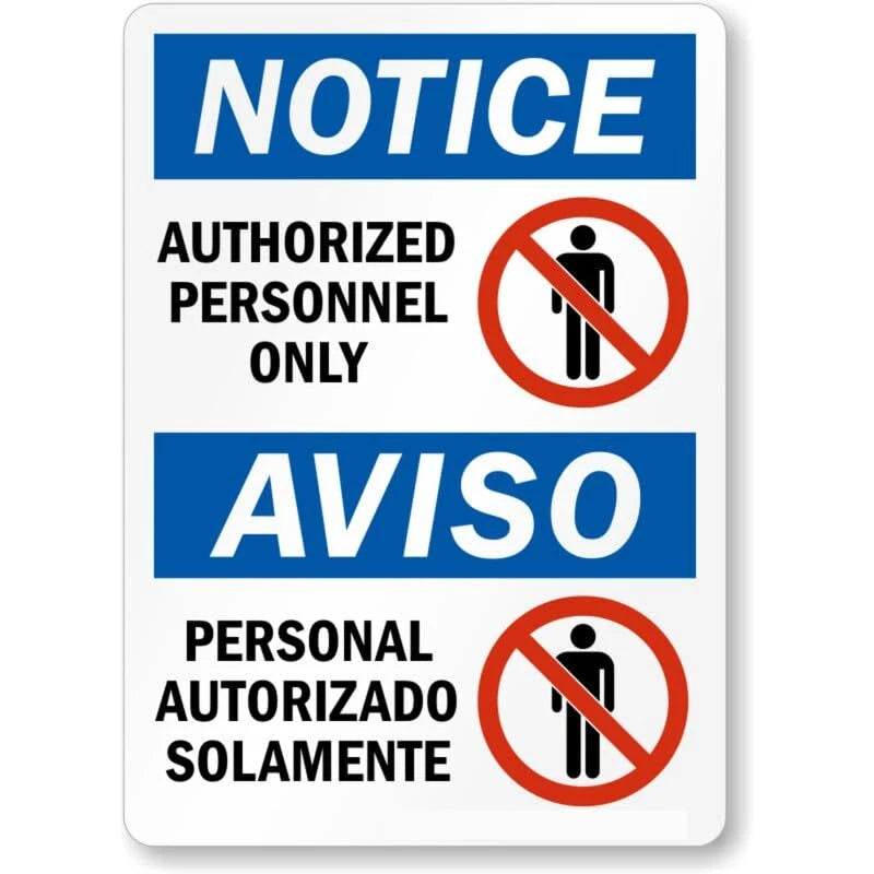 Notice Authorized Personnel Only Spanish Bilingual Sign — product artwork