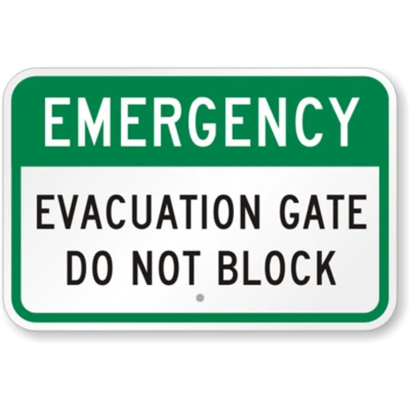 Emergency Evacuation Gate Aluminum Sign — product artwork