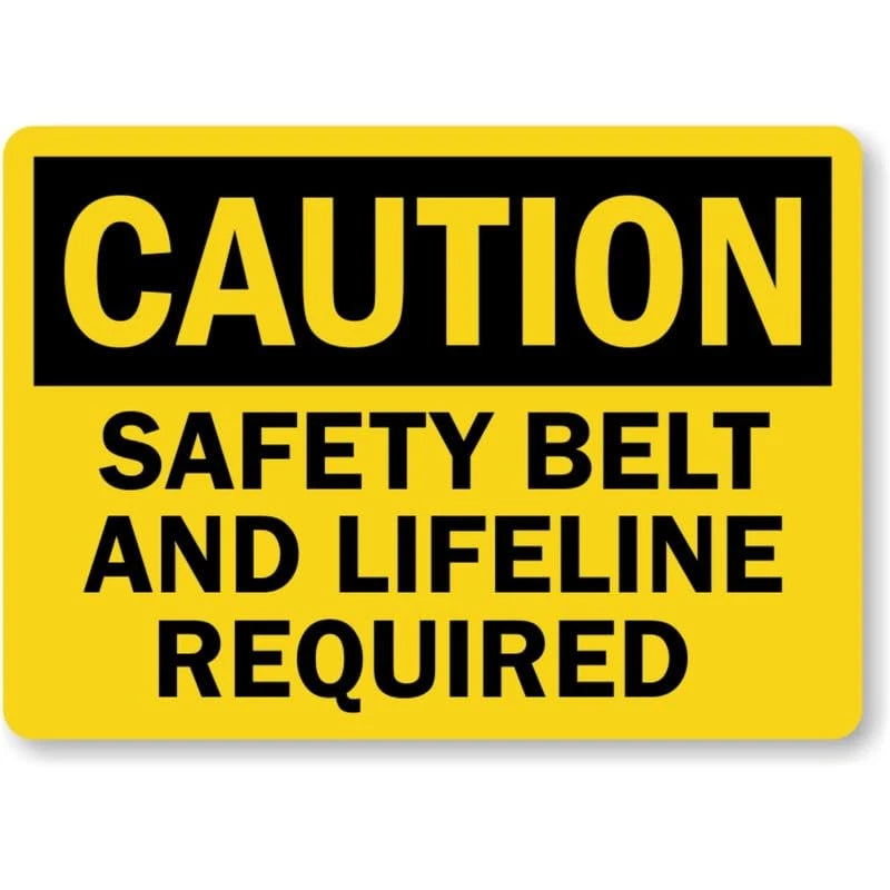 Safety Belt Require Caution Aluminum Sign — product artwork