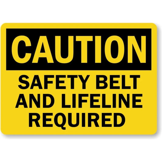 Safety Belt Require Caution Aluminum Sign — product artwork
