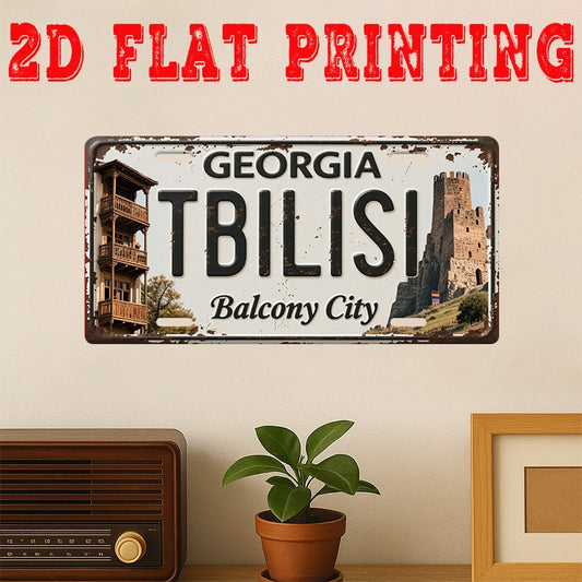 Tbilisi Balcony City Vintage Decorative Aluminum Plate — product artwork