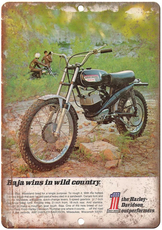 Vintage Motorcycle Retro Baja Davidson Aluminum Sign — product artwork