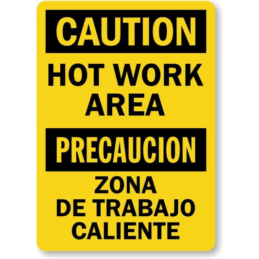 Bilingual Hot Work Area Aluminum Sign — product artwork