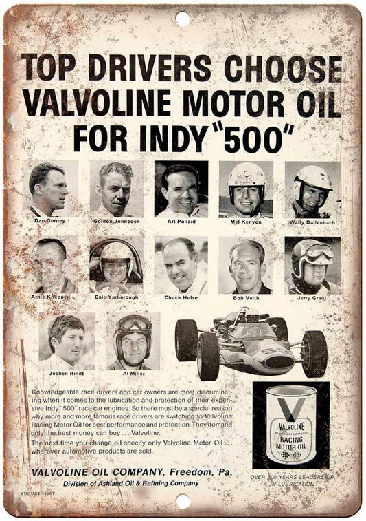 Valvoline Racing Vintage Motor Oil Funny Aluminum Sign — product artwork