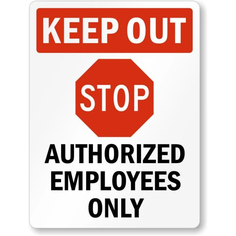 Authorized Employees Only Danger Aluminum Sign — product artwork