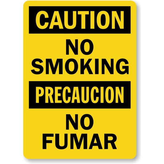 Caution No Smoking Bilingual Aluminum Sign — product artwork