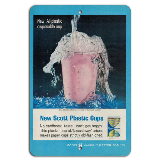 Vintage Scott Plastic Cups Handmade Retro Aluminum Sign — product artwork