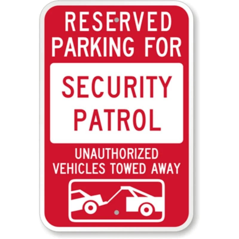 Security Patrol Tow Aluminum Sign — product artwork