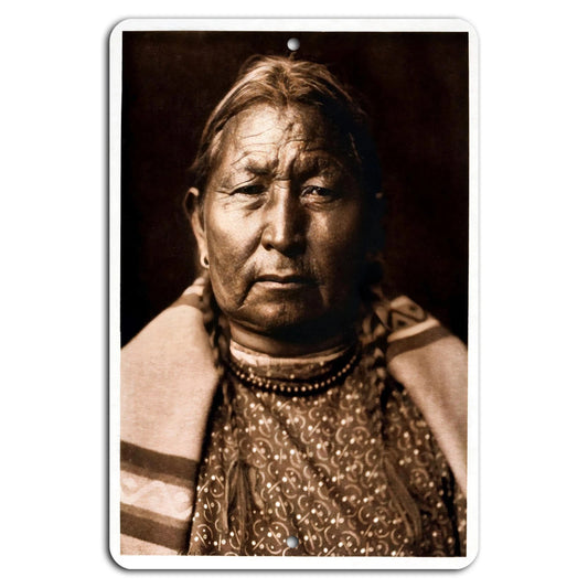 Native American Man Sepia Portrait Aluminum Sign — product artwork