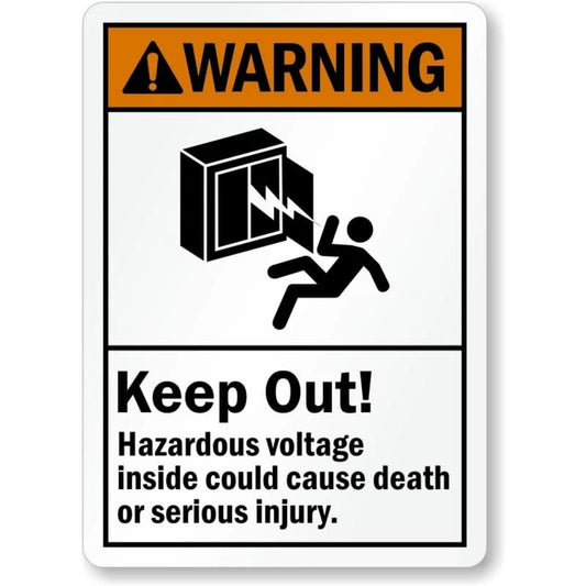 Hazardous Voltage Inside Warning Aluminum Sign — product artwork