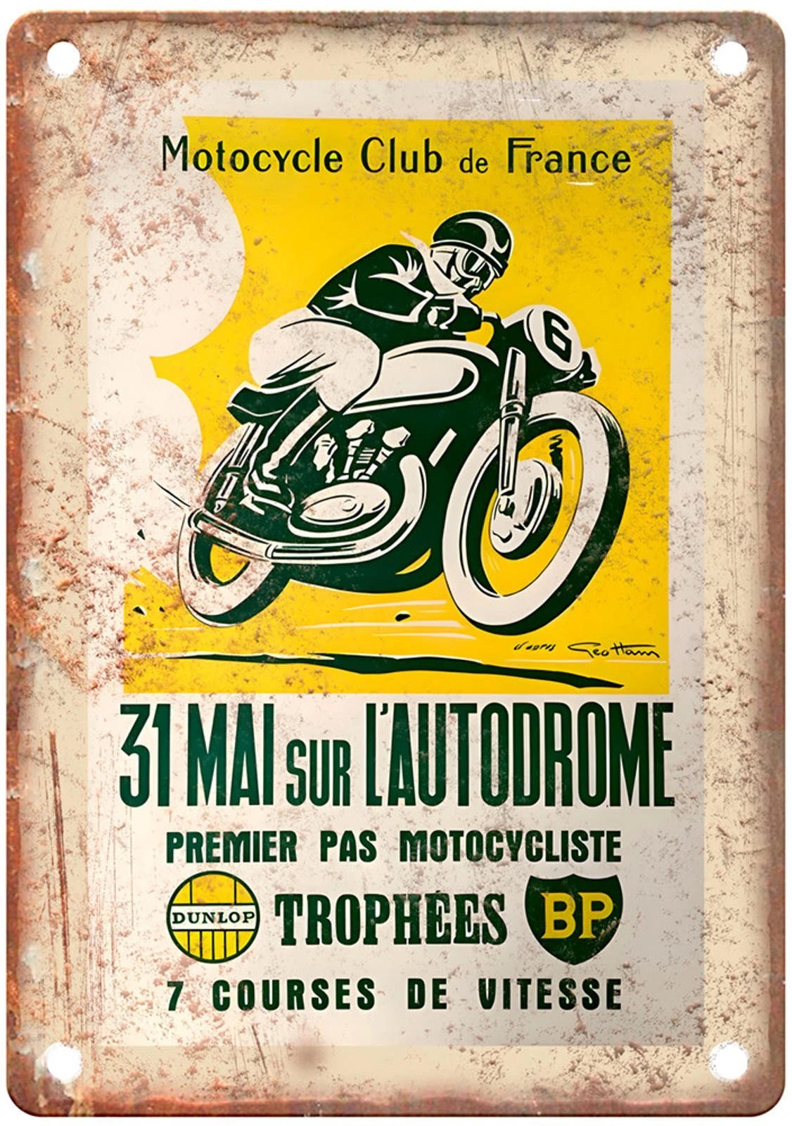 Motocycle Club de France Autodrome Race Poster Aluminum Sign — product artwork