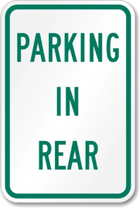 Parking Rear Parking Business Aluminum Sign — product artwork