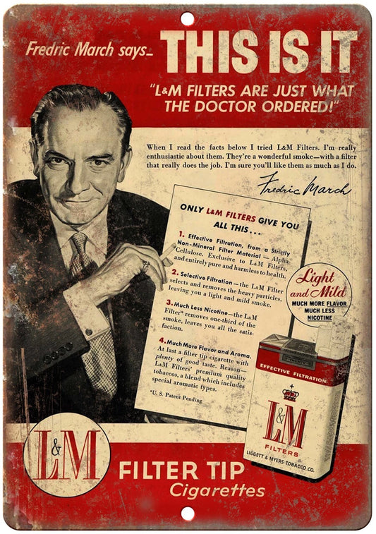L&M Filter Cigarette Vintage Tobacco Reproduction Aluminum Sign — product artwork