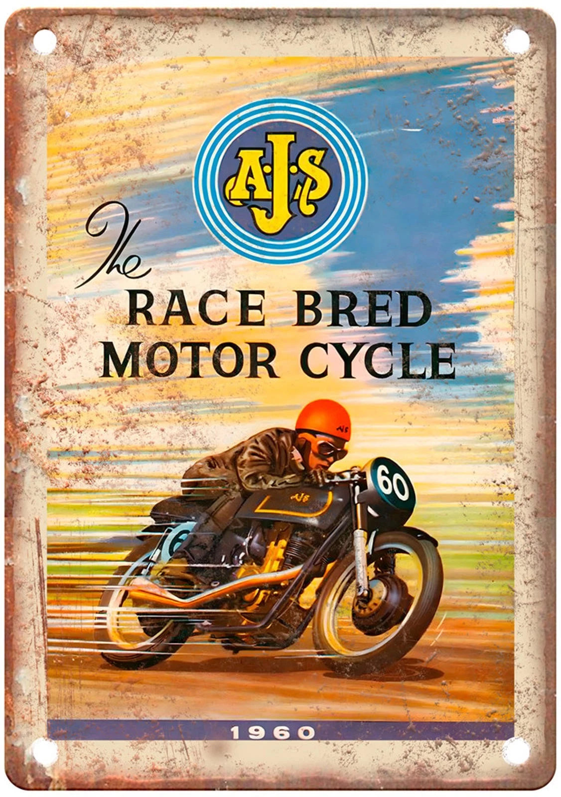 Vintage Motorcycle 1960 Poster Retro Funny Aluminum Sign — product artwork