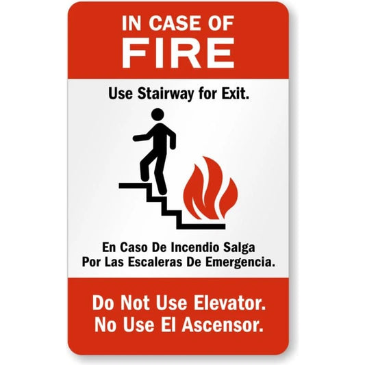 Bilingual Fire Use Emergency Stairways Aluminum Sign — product artwork
