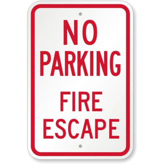 No Parking Fire Escape Aluminum Sign — product artwork