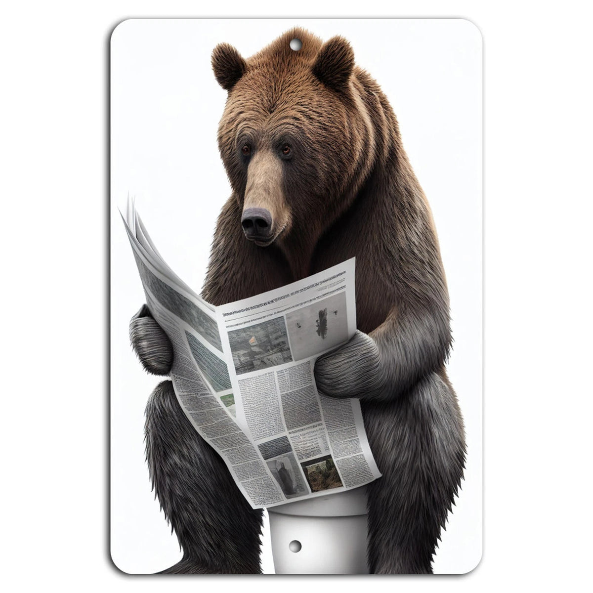 Humorous Bathroom Bear Necessities Rustic Aluminum Sign — product artwork
