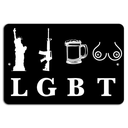 Funny Liberty Guns Beer Titties Man Cave Aluminum Sign — product artwork