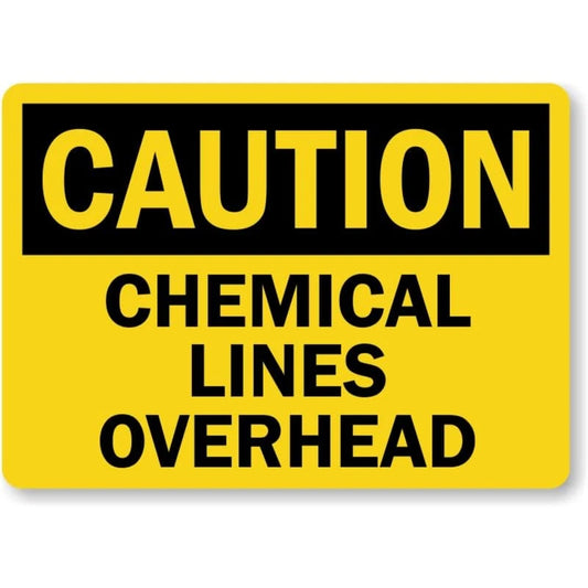 Chemical Line Overhead Caution Aluminum Sign — product artwork