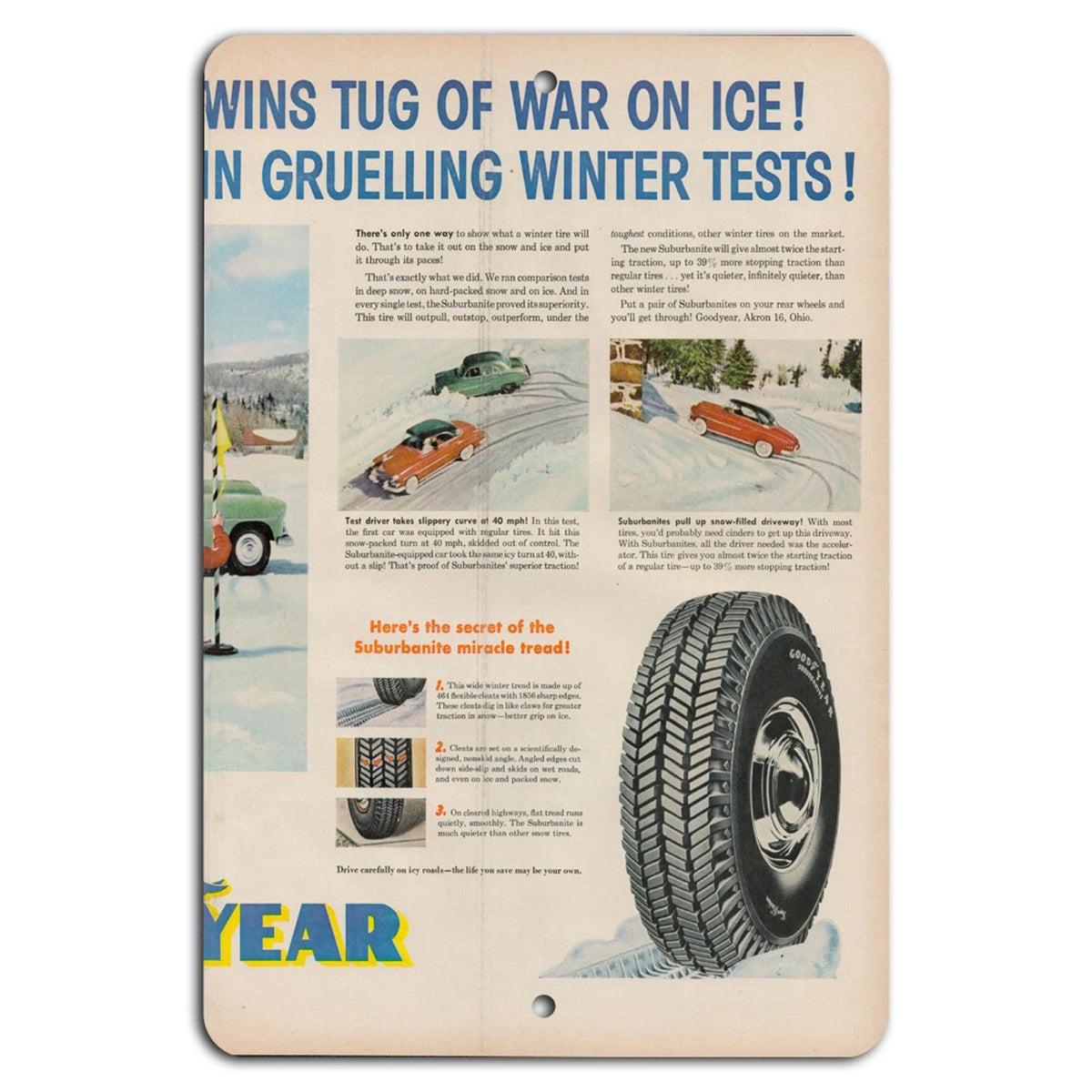 Vintage Winter Tire Garage Aluminum Sign — product artwork