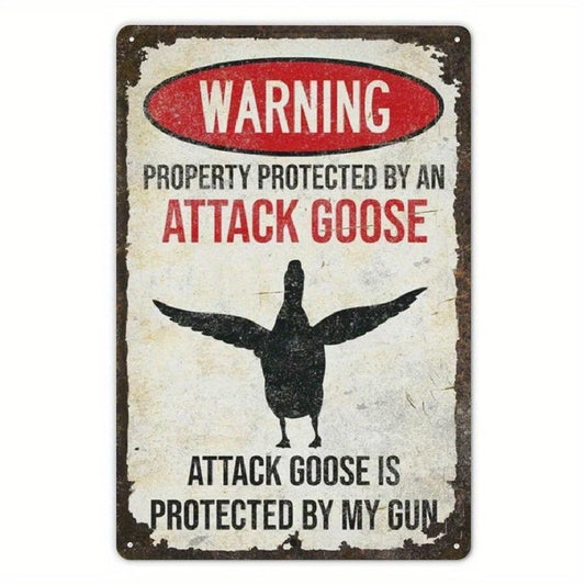 Goose Warning Funny Art Aluminum Sign — product artwork