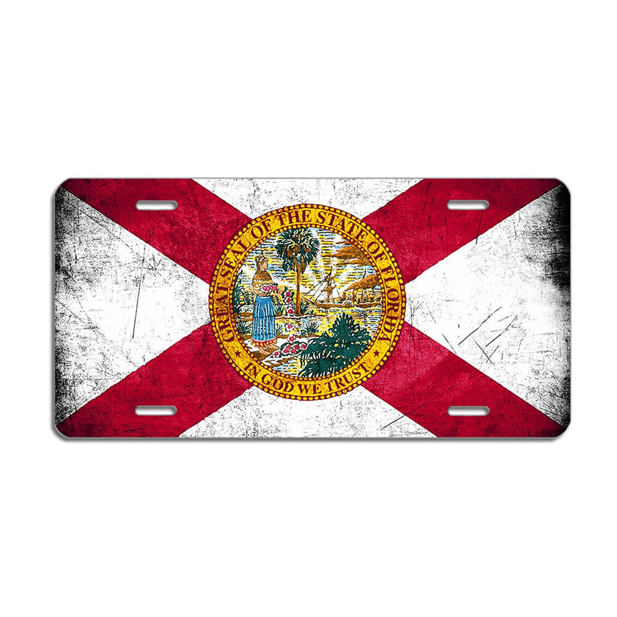 Rustic Florida State Flag Decorative Aluminum Plate — product artwork