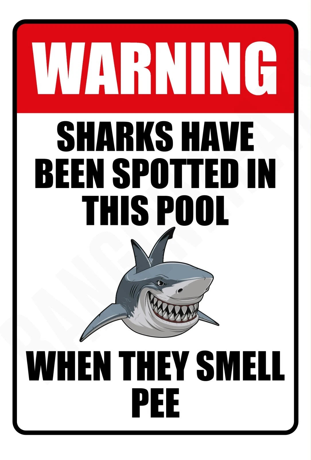 Funny Sharks Spotted Pool Aluminum Sign — product artwork