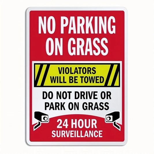 No Parking Retro Warning Surveillance Aluminum Sign — product artwork