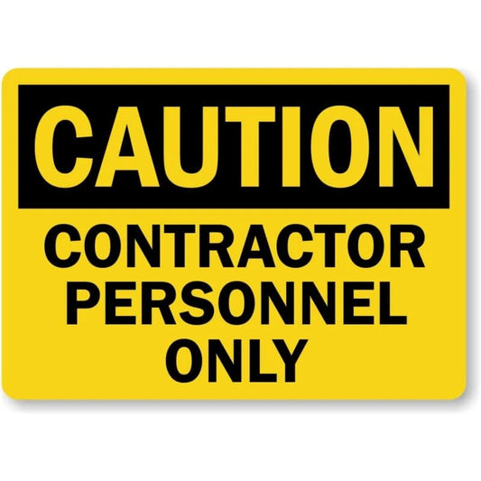 Contractor Personnel Caution Aluminum Sign — product artwork