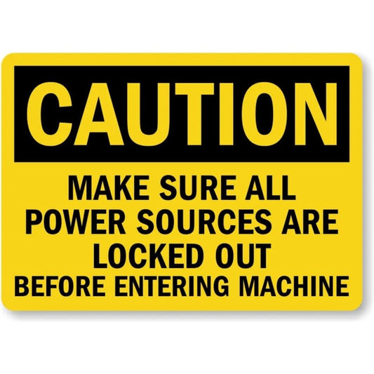 Powered by More Caution Aluminum Sign — product artwork